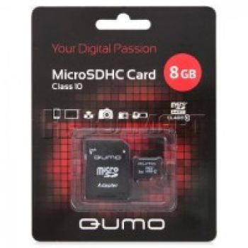 карта памяти TransFlash 8ГБ MicroSDHC Class 10 Qumo, адаптер
